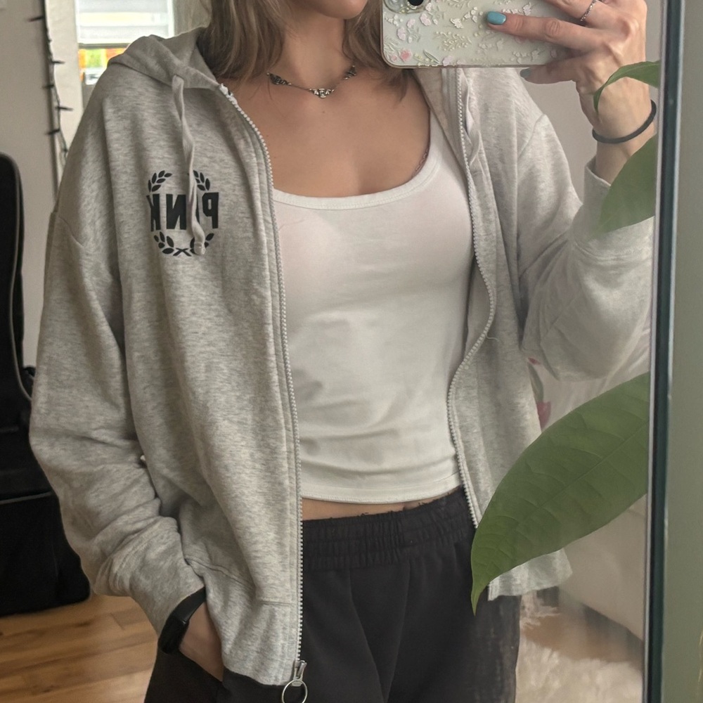 Victoria's Secret PINK grey zip up hoodie